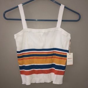 white striped crop tank top